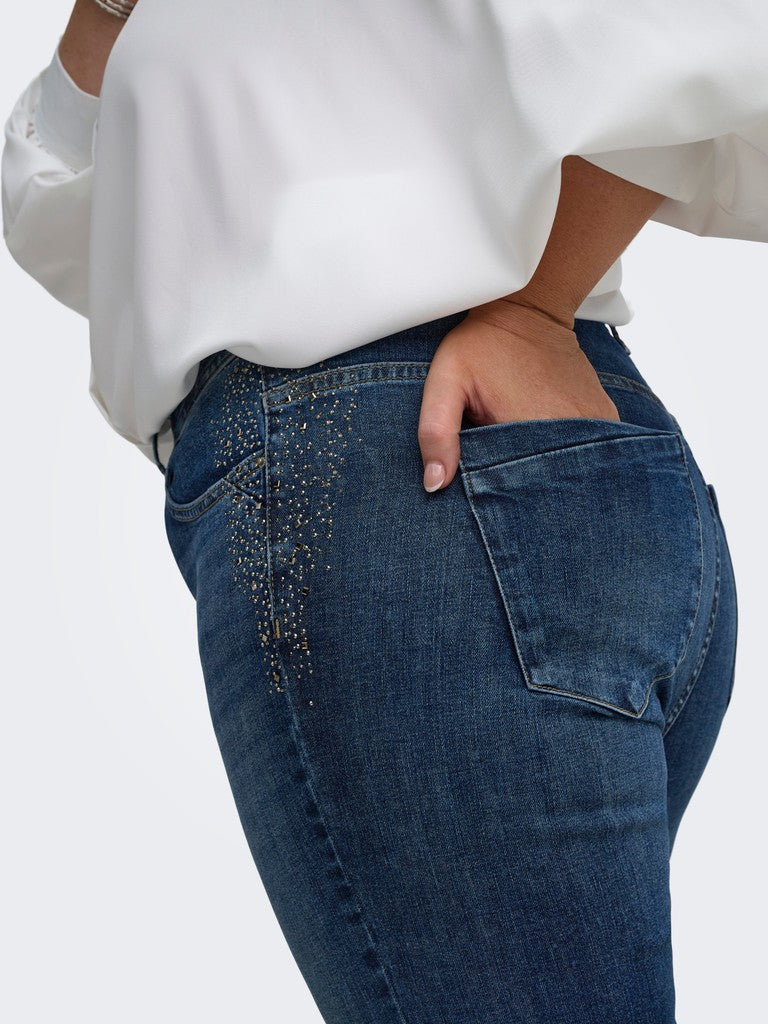 Jeans a zampa con dettaglio strass