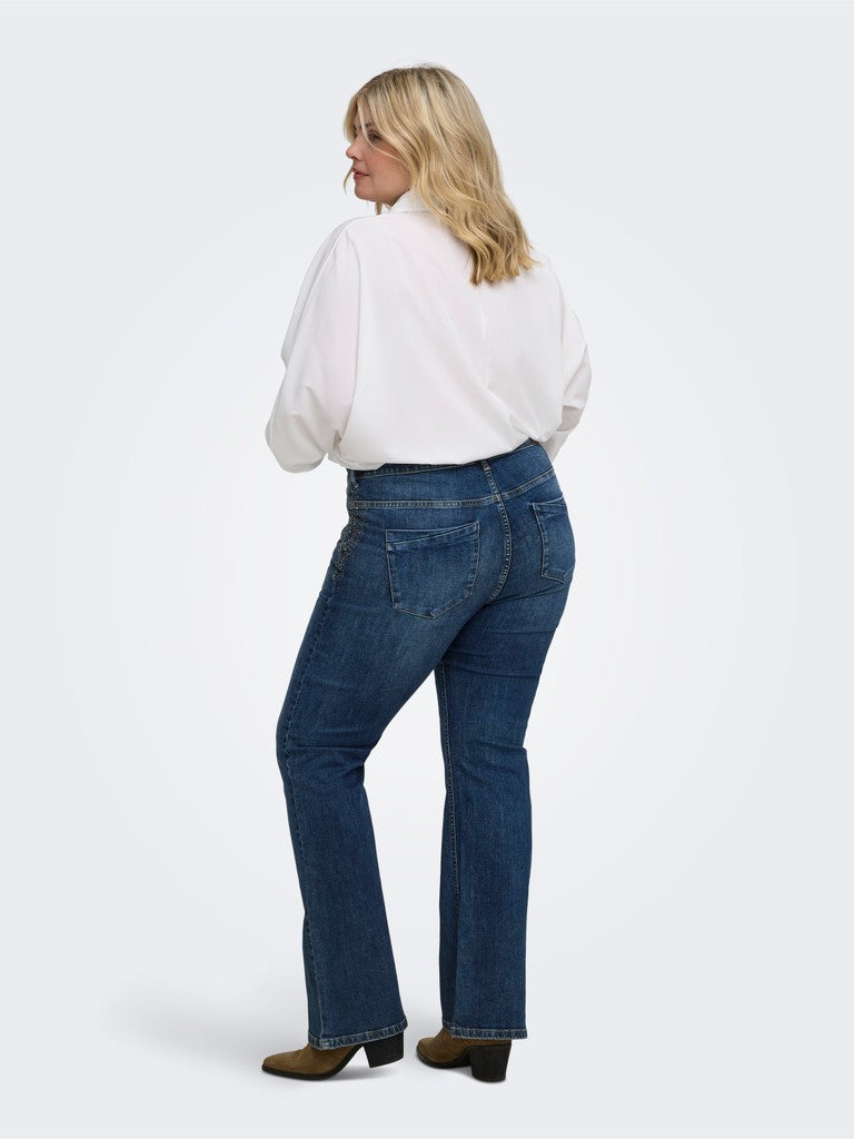 Jeans a zampa con dettaglio strass