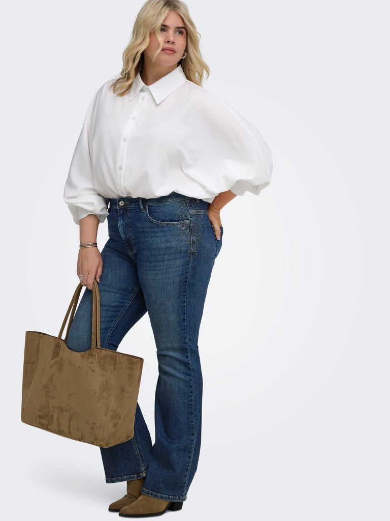 Jeans a zampa con dettaglio strass
