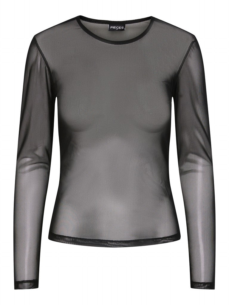 Top in tulle a maniche lunghe