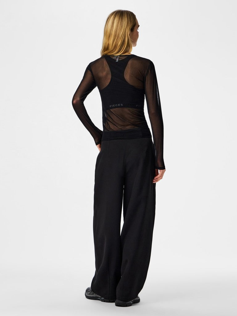 Top in tulle a maniche lunghe