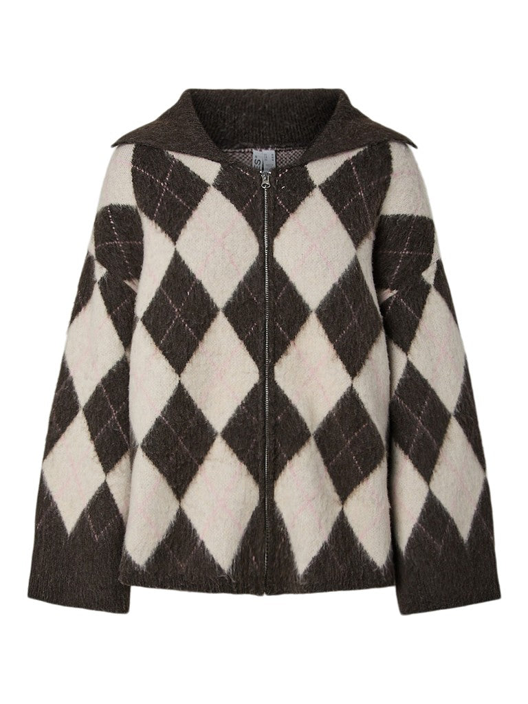 Cardigan a quadri in maglia