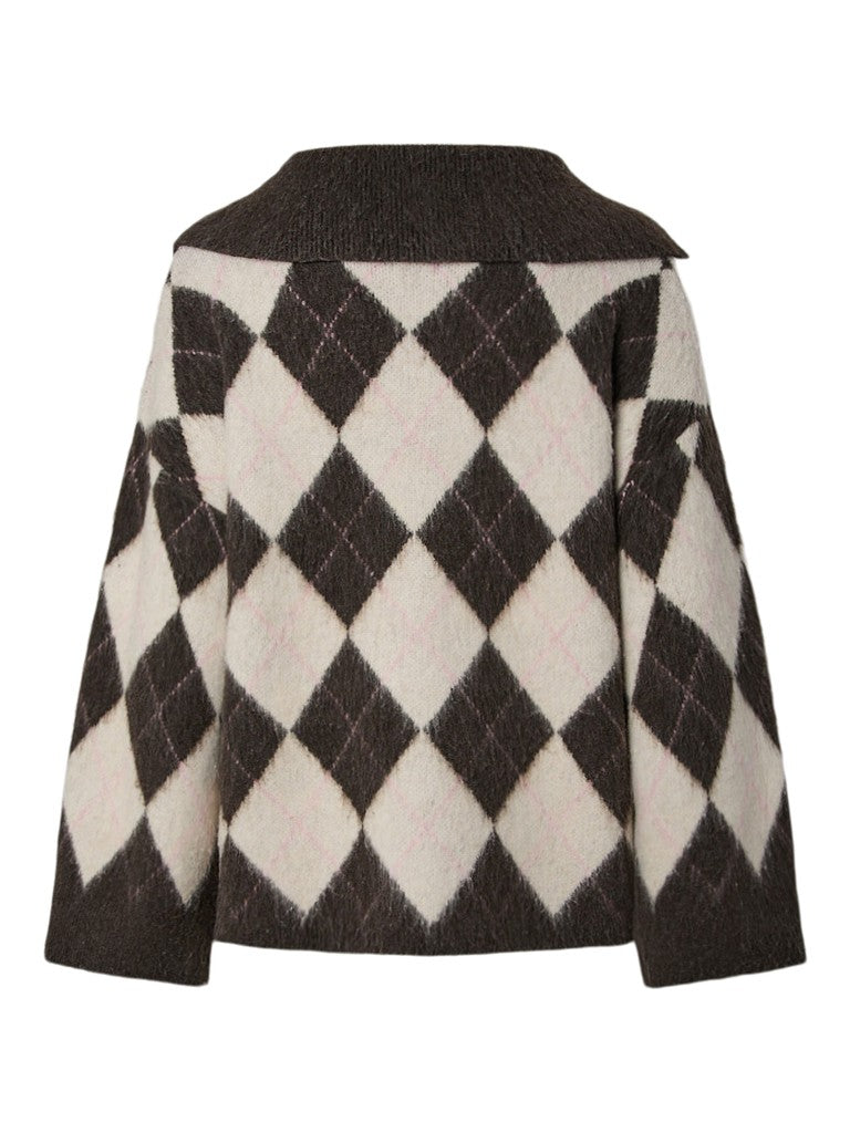 Cardigan a quadri in maglia