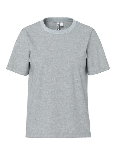 T-shirt a maniche corte con scollo lurex