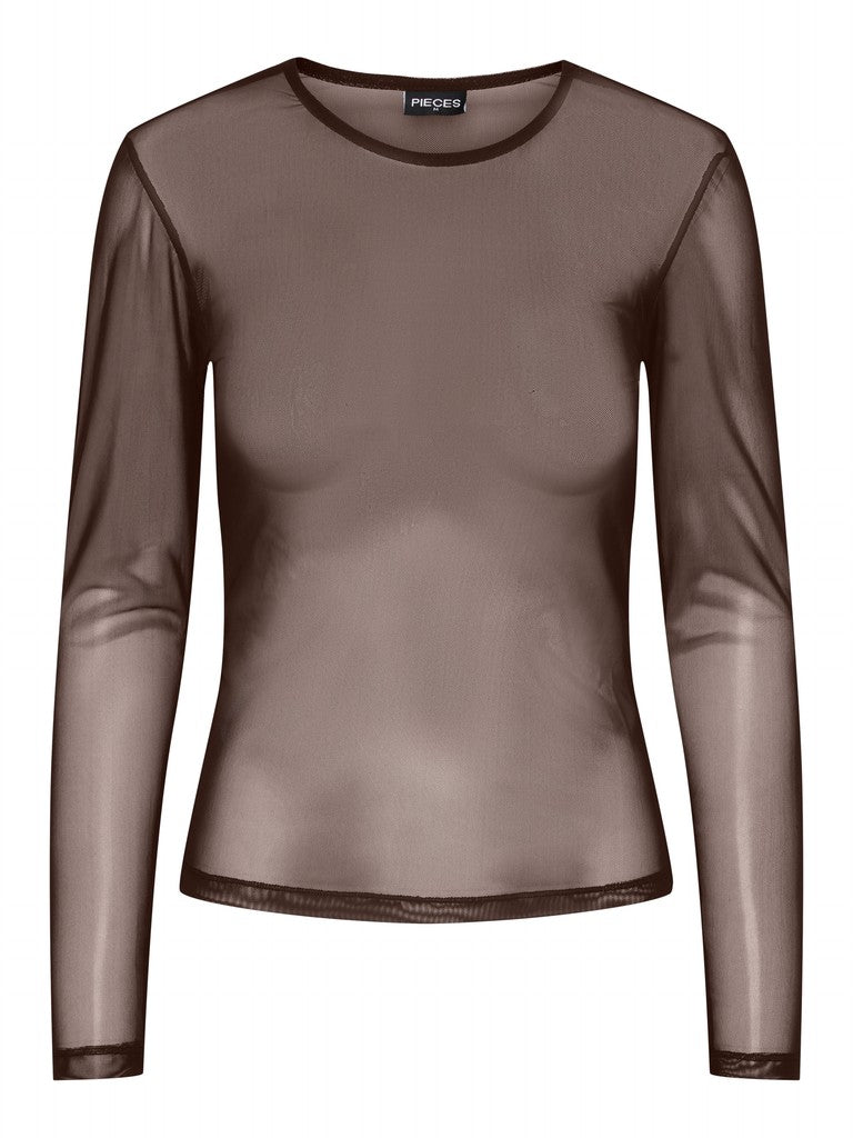 Top in tulle a maniche lunghe