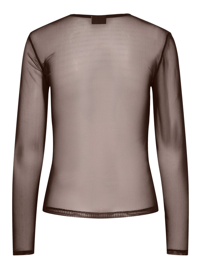 Top in tulle a maniche lunghe