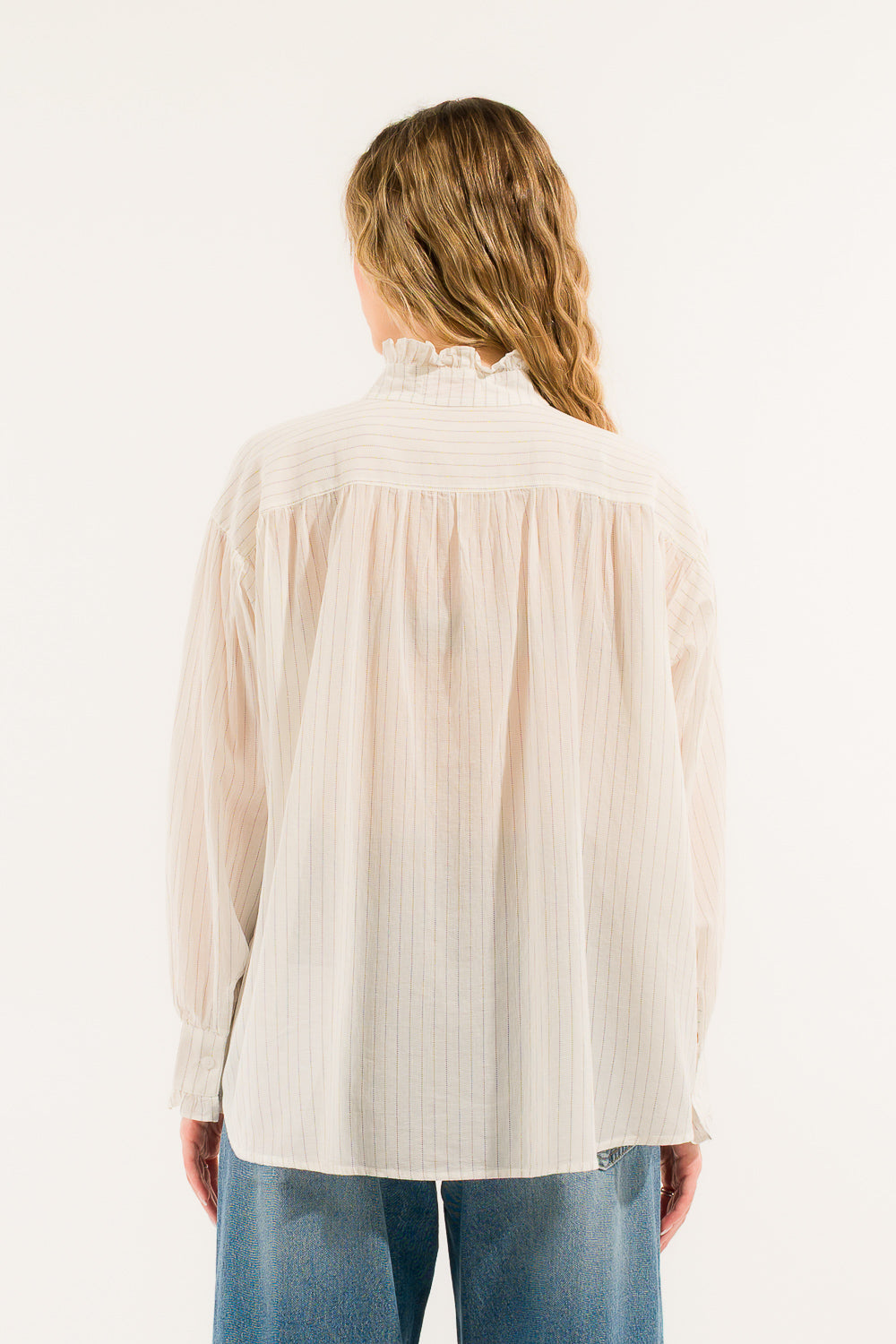 Camicia gessata con rouches