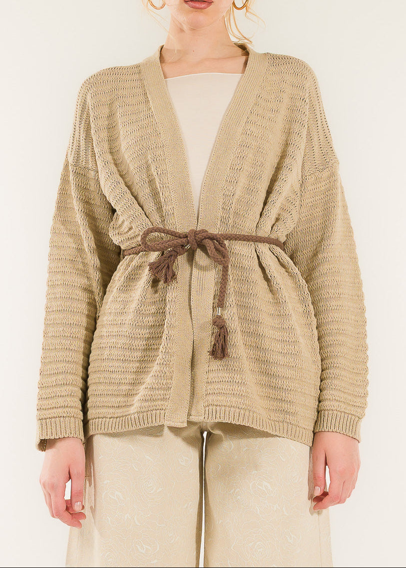 Cardigan con frange e cinturino Kontatto 