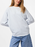 T-shirt donna a righe con maniche lunghe