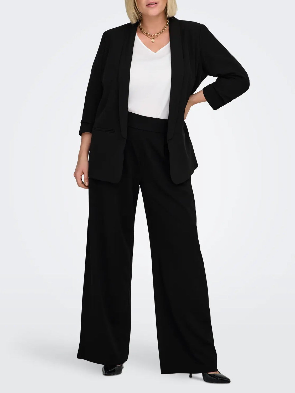 Pantalone ampio con pieghe taglie curvy