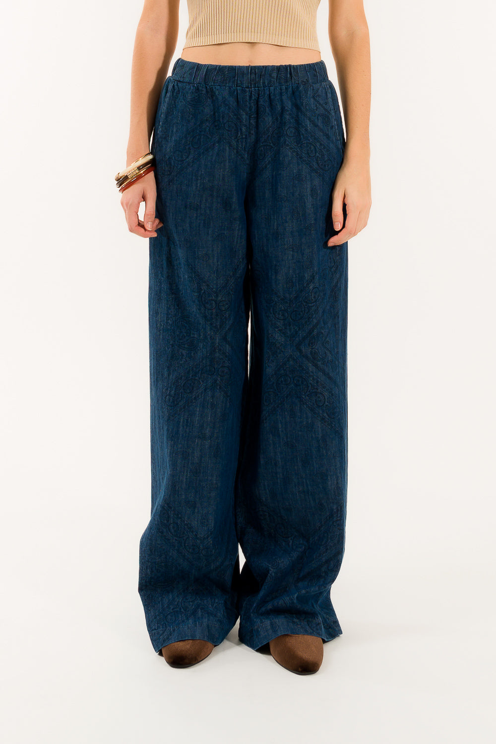 Pantalone palazzo stampato Kontatto