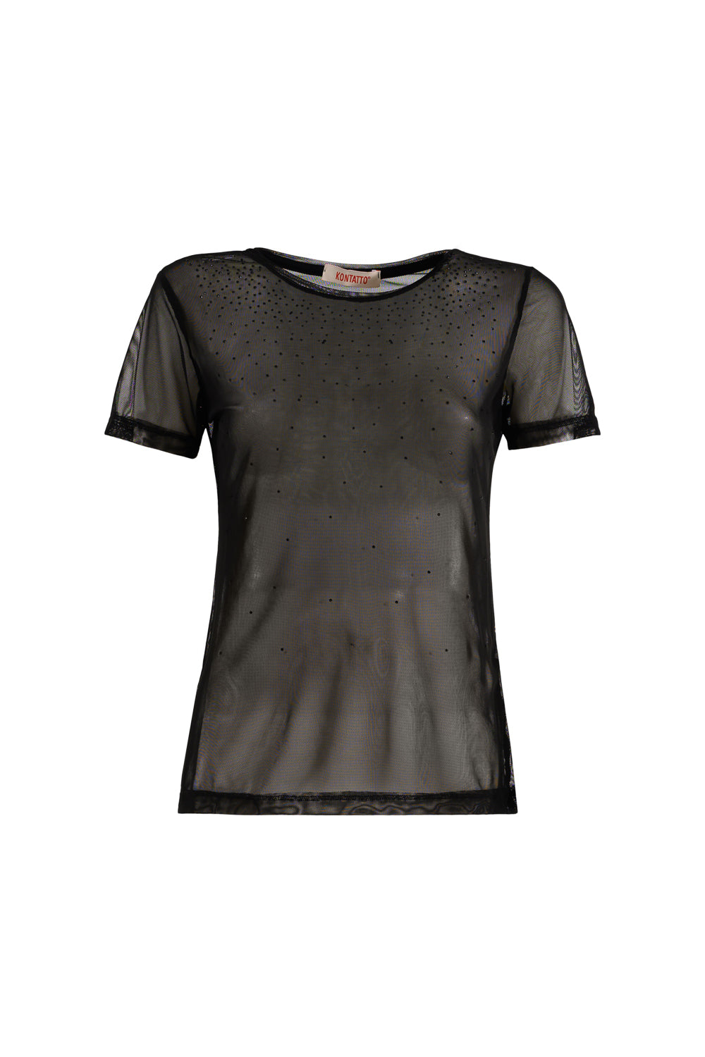 T-shirt da donna in tulle con strass